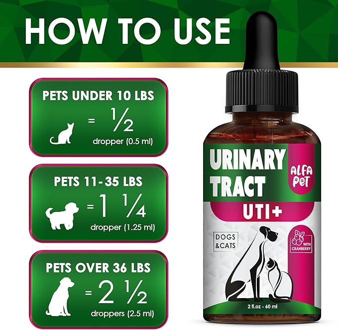 Сat Urinary Tract Infection Treatment with Cranberry – Dog UTI Treatment to Care for Bladder – Cat UTI Treatment for Kidneys – Preventive Support for Renal Health in Drops – 2 Oz-Mewly Pet