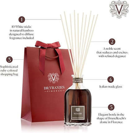 Dr. Vranjes - Oud Nobile 250 ml Reed Diffuser + Elegant Shopping Bag, Luxurious Home Fragrance, Woody & Resinous Notes, Made in Italy