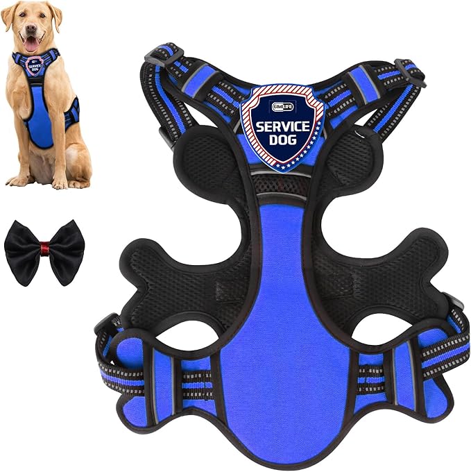 Dog Harness, Adjustable Reflective Dog Vest No Pull Dog Harness with Badge and Bow Tie for Puppy Small Medium Large Dogs-Mewly Pet