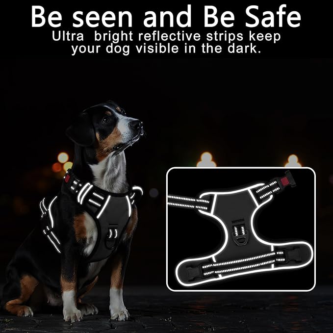 Timos Dog Harness Small Sized, No Pull with Neck Lockable Snap,No Choke Front Clip Dog Reflective Harness,Adjustable Metal Rings 3 Buckles,Easy Control Handle for Small Dogs Gray S-Mewly Pet