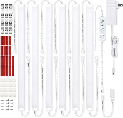 Litever Under Cabinet Lights Plug in, 6 pcs 12 Inches LED Light Strip Bars. Super Bright Dimmable Linkable for Kitchen Counter Above Cabinets Shelf Workbench Desk Closet Lighting. Daylight 5000K