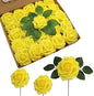 JOYLEX Artificial Flowers Realistic Roses, 25pcs Real Looking Fake Roses with Stem for DIY Wedding Bouquets Centerpieces Bridal Shower Party Home Romantic Decorations (Yellow)