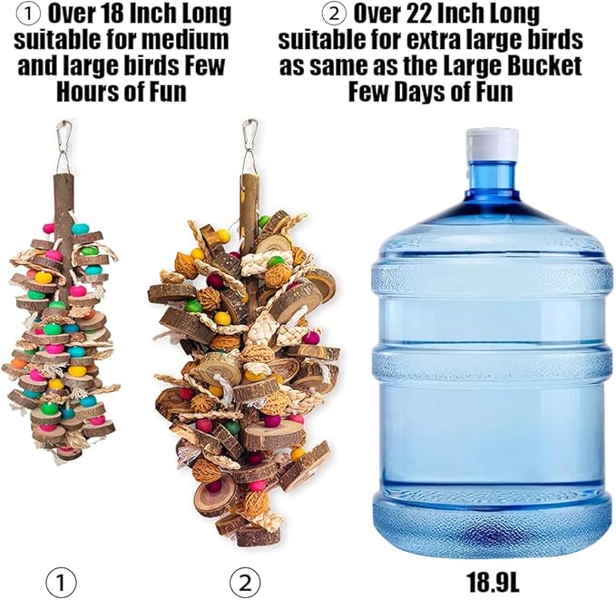 Extra Large Bird Parrot Toys- 21.7 inch Multicolored Natural Wooden Walnut Parrot Chewing Toy Suggested for Macaws cokatoos, African Grey and a Variety of Amazon Parrots. (Large Size)-Mewly Pet