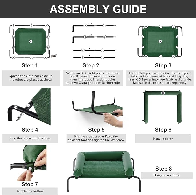 RRPETHOME Large Elevated Cooling Dog Bed, Raised Dog Cot Beds for Large Dogs, Elevated Outdoor Pet Cot, Chew Proof Portable Cooling Pet Cot with Skid-Resistant Feet and Breathable Mesh-Mewly Pet