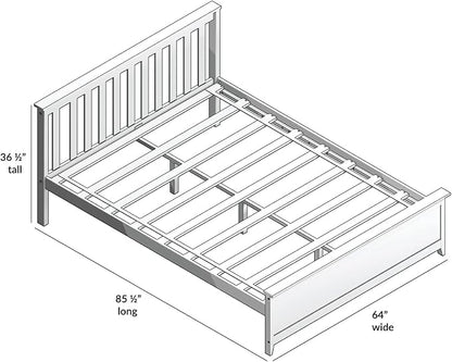Max & Lily Queen Bed Frame with Slatted Headboard, Solid Wood Platform Bed for Kids, No Box Spring Needed, Easy Assembly, Clay