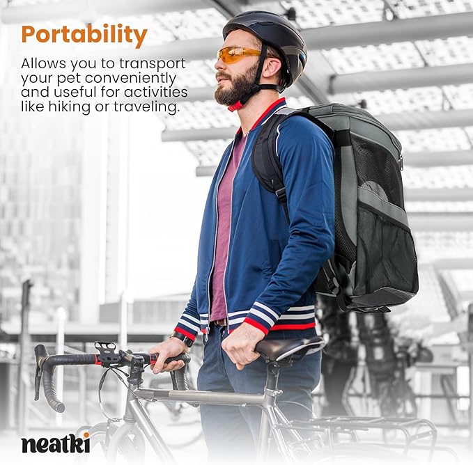 Cat Backpack Carrier, Airline Approved, Space Capsule Bubble Design, Ideal for Cats & Dogs up to 28-35 lbs, with Strong Straps, Safety Zippers, Mesh, Comfortable for Hiking & Travel (Grey)-Mewly Pet