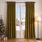 Lazzzy Velvet Blackout Curtains Thermal Insulated Room Window Drapes Super Soft Luxury Curtains for Living Room Bedroom Rod Pocket 2 Panels, Golden Olive, 52" W x 84" L