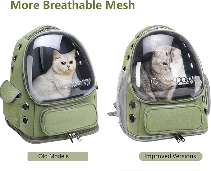 Cat Backpack Carrier, Breathable Cat Carrier Large Space Bubble Pet Backpack for Kitty Small Dog up to 15lbs, Transparent & Foldable Pet Carrier for Travel Hiking-Mewly Pet
