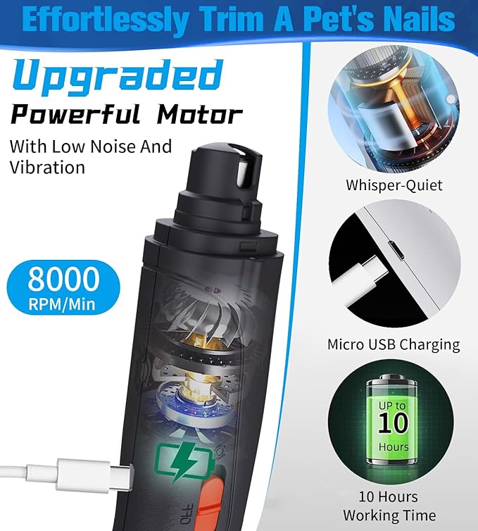 2 in 1 Dog Nail Clippers & Cat Nail Clippers Trimmers for Large Medium Small Dogs Cats Claw Trimmer Quick Sensor and Safety Guard USB Rechargeable Dogs Nail Trimmer with Catcher & 2 LED Lights-Mewly Pet