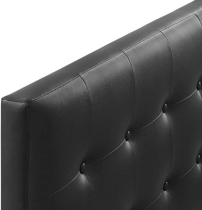 Modway Emily Tufted Button Faux Leather Upholstered Queen Headboard in Black