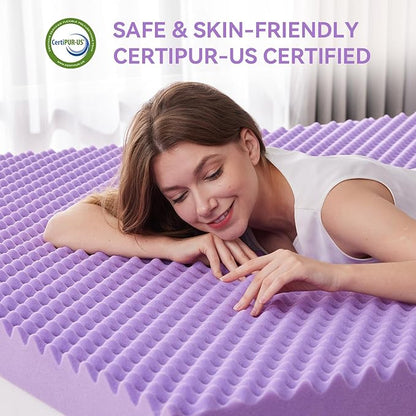 SINWEEK 1.5 Inch Egg Crate Cooling Gel Memory Foam Mattress Topper Full Size, Soft Mattress Pad for Back Pain Relief, Bed Topper, CertiPUR-US Certified