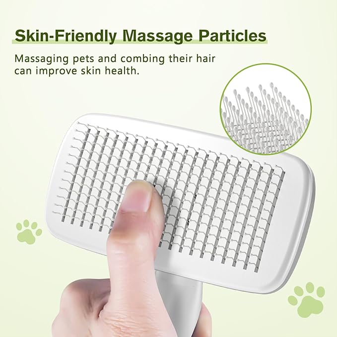 Pecute Self-Cleaning Slicker Brush for Dogs, Cats, Lightweight Dog Brush for Shedding Massaging Grooming, Cat Brush Gently Removes Loose Fur Undercoat for Dogs Cats Rabbits of All Hair Types-Mewly Pet