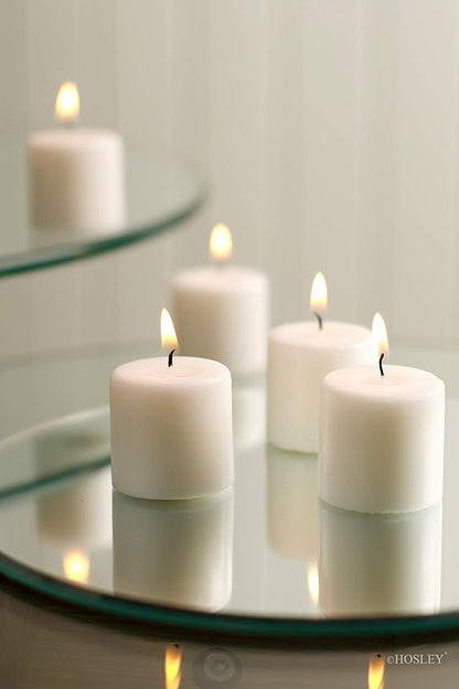 Hosley Set of 30 Unscented White Votive Candles – Bulk Pack, Clean-Burning, Long-Lasting 10-12 Hour Burn Time – Ideal for Weddings, Home Décor, Spa, and Events