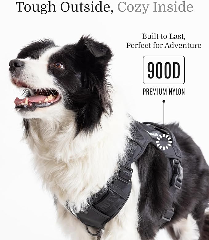2025 New Edition, Fei & Eve MagEase Dog Harness - 3-Second Magnetic Buckles | 3-Point No-Pull Control | Heavy-Duty 900D Nylon | Dual Safety Handles | Breathable Mesh | Adjustable Fit | Large,Black-Mewly Pet