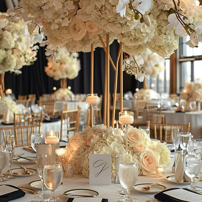 Auihiay 64pcs Silk Hydrangea Artificial Flowers, Champagne Artificial Hydrangea Flowers with Stems, Full Hydrangea Flowers for Wedding Centerpieces, Home, Garden, Party Decoration (Champagne)