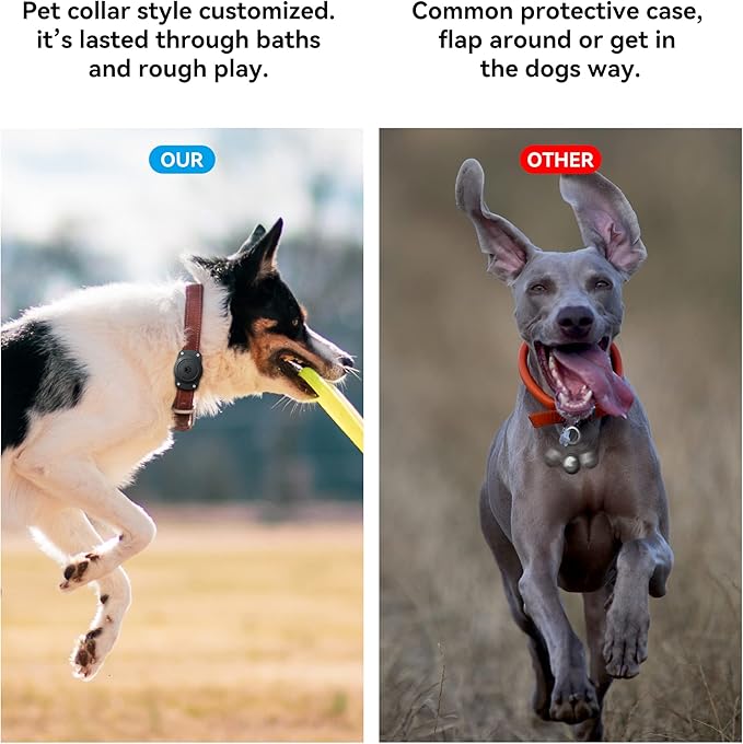 IPX8 Waterproof Dog Collar Holder for Airtag [Metal Back Plate] Ultra-Durable Dog & Cat Collars Mount for AirTag, Suitable for All Widths of Collars (1 Pack)-Mewly Pet