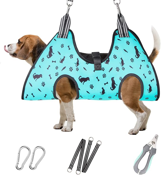 Dog Grooming Hammock - Pet Harness for Grooming Nail Trimming (M 40lb), Dog Sling for Nail Clipping, Dog Hanging Holder for Cutting Nail with Nail Clippers-Mewly Pet