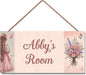 Personalized Name Sign Girl and Flowers Decor For Girls Room Baby Nursery Kids Bedroom Wood Plaque Hanging Wall Art Decor For Boys Room