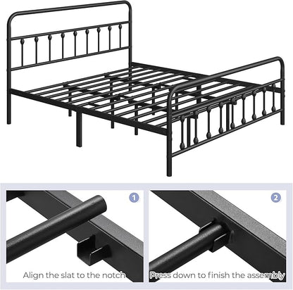 Yaheetech Classic Metal Platform Bed Frame Mattress Foundation with Victorian Style Iron-Art Headboard/Footboard/Under Bed Storage/No Box Spring Needed/King Size Black