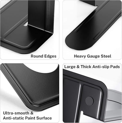 MaxGear 8.5 in Extra Large Heavy Duty Metal Book Ends, Classic Black Premium Bookends for Shelves, Non-Skid Bookend, Book Stopper for Books/Movies/CDs/Games, 8.5 x 5.9 x 7.8 in,3 Pairs