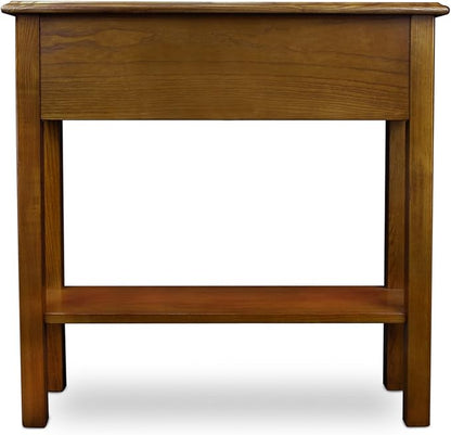 Leick Home Wave Solid Wood Console Table with Drawer and Shelf, Medium Oak, 28 in W x 8 in D x 28 in H, Entryway, Hallway, Landing Table, 9021-MED