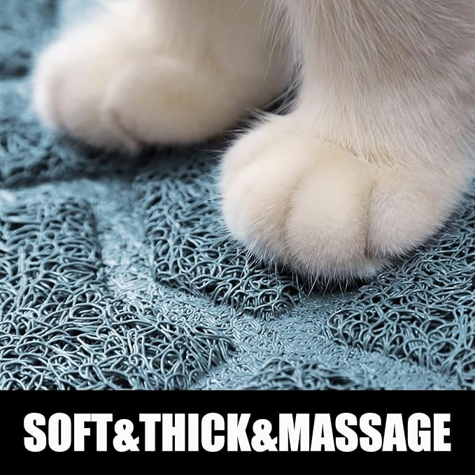 Yimobra Cat Litter Mat, 24"x20" Litter Mat with Litter Lock Mesh, Soft Cat Litter Mat Litter Trapping Mat, Easy to Clean, Non-Slip, Water Resistant, Litter Free Floors, Tea Blue-Mewly Pet