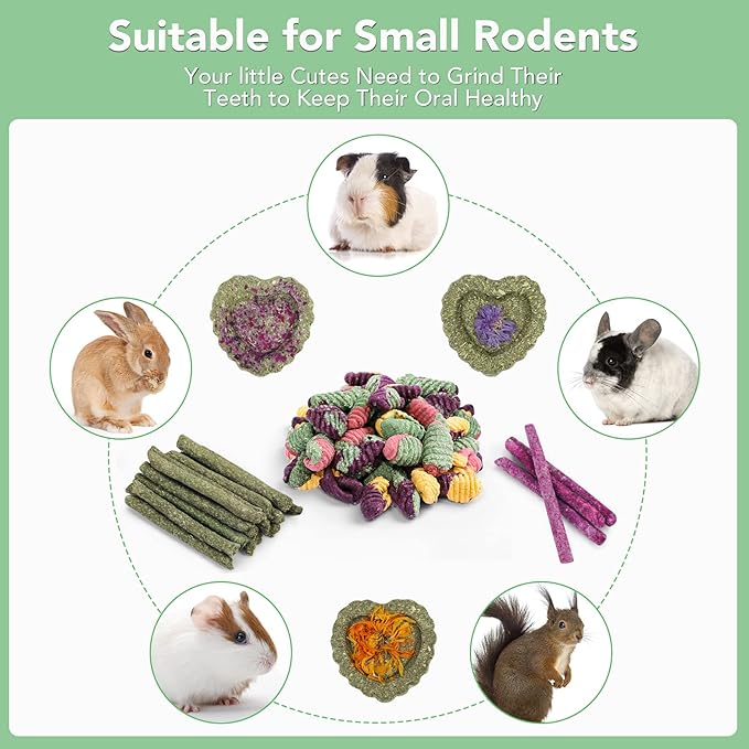 VESPRO Rabbit Toys for Bunnies Rabbit Chew Toys for Teeth Bunny for Rabbits Guinea Pig Chew Treats Toys,Timothy Hay Sticks for Chinchillas Hamsters Bunny Guinea Pig Rats and Animals Teeth Care-Mewly Pet