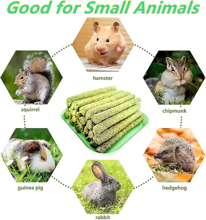 Rabbit Toys,Timothy Hay Stick for Guinea Pig Toy Bunny Chew Toys for Teeth Grinding Hamster Alfalfa Bite Treat Rabbit Molar Food Snack for Pet Rat Chinchilla Squirrel Gerbil-20PCS-Mewly Pet