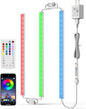 ASOKO 200 Lumens RGB Under Cabinet Light Plug in, 3 Pack 12 inch Linkable Counter Lights, Music Sync RGB LED Strip Lights with APP & Remote Control, Ambient Lights for Room Decor
