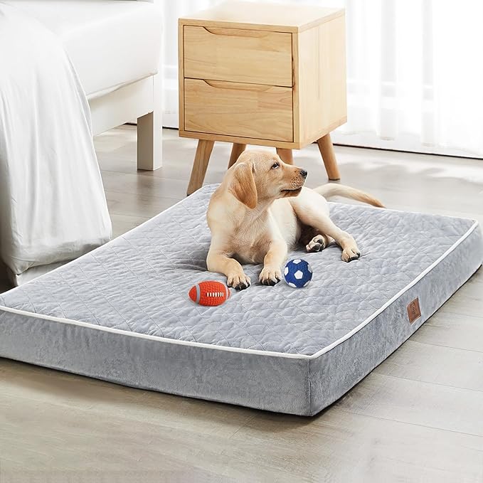 WNPETHOME Orthopedic Dog Bed for Crate, Waterproof Extra Large Dogs Bed with Removable Washable Cover, Multi-Needle Quilting Dogs Crate Beds-Mewly Pet