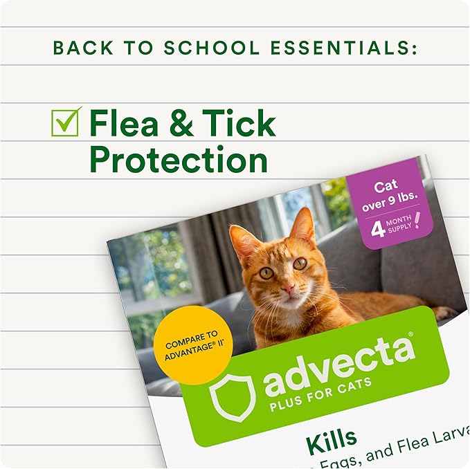 Plus Flea Prevention for Cats, Cat and Kitten Treatment & Control, Small and Large, Fast Acting Waterproof Topical Drops, 6 Month Supply-Mewly Pet