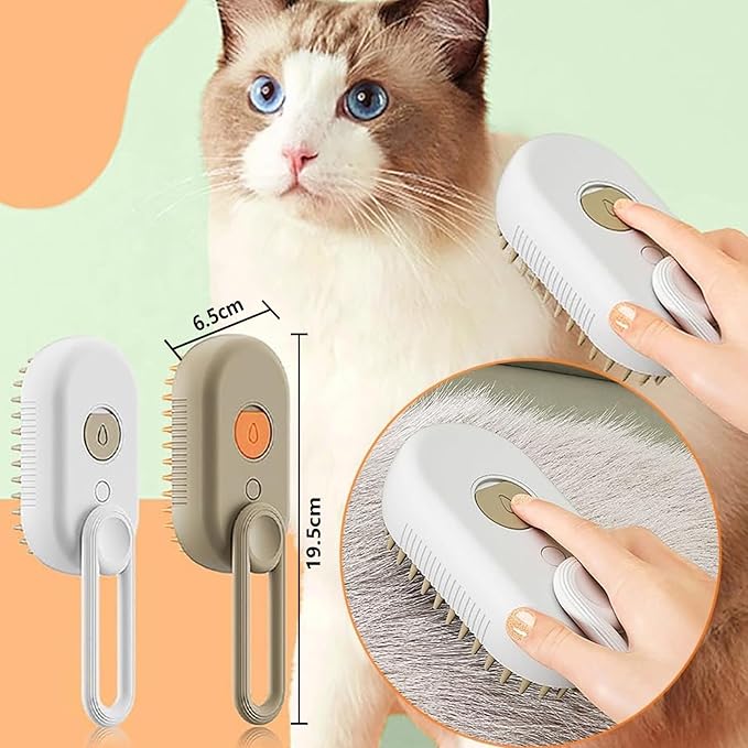 Pet Steam Groomer Brush, 2025 New 3 in 1 Steam Cat Steam Brush for Shedding & Grooming, Multifunctional Hair Removal Comb for Cats Dogs-Mewly Pet