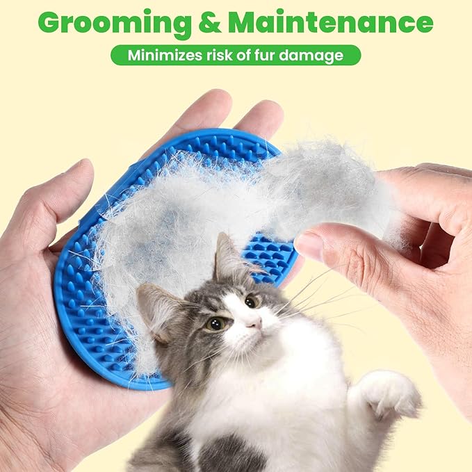 4Colors Cat Self Groomer for Indoor Cats, Wall Mounted Silicone Self Grooming Cat Brush for Long Short Hair, Cat Face Scratchers Cat Corner Massage Comb for Kitten Sofa Chair Leg Scratching Post Cover-Mewly Pet