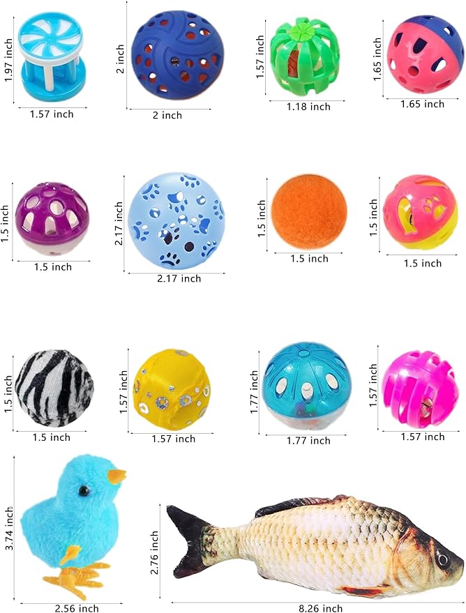 19-Piece Cat Toy Variety Pack for Kittens and Indoor Cats (1.5'' - 8.3'', Cat Toys Pro Collection)-Mewly Pet