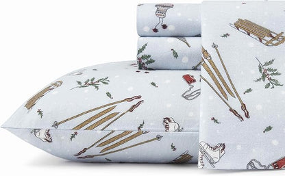 Eddie Bauer - King Sheets, Cotton Flannel Bedding Set, Brushed For Extra Softness, Cozy Home Decor (Snow Days, King)
