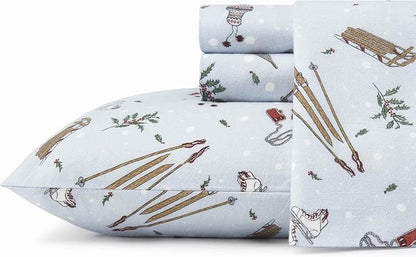 Eddie Bauer - Full Sheets, Cotton Flannel Bedding Set, Brushed For Extra Softness, Cozy Home Decor (Snow Days, Full)