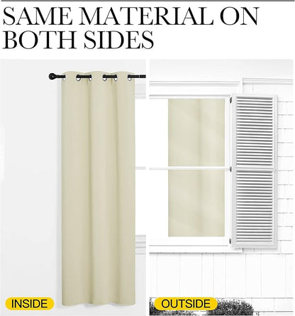 NICETOWN Kitchen Curtains for Decoration, Thermal Insulated Grommet Room Darkening Draperies/Panels for Laundry (Beige, 2 Panels, W42 x L50 inches)