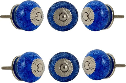 Perilla Home Set of 6 Crystal Bubble Glass Knob for Kitchen Cabinets - Crystal Glass Handles and Pull Knob for Dresser Drawer | Living Room | Kitchen | Bathroom | Closet Cupboard Furniture