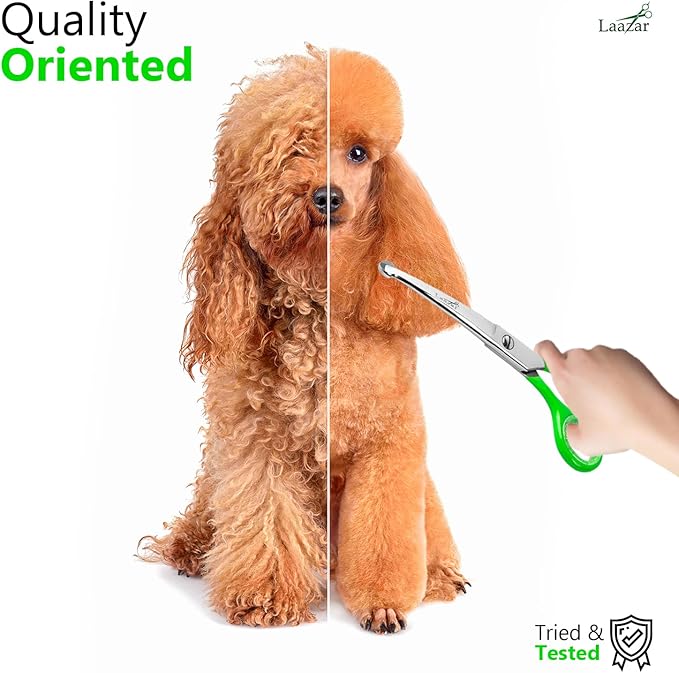 Rounded dog grooming scissors Professional - Sharp Stainless Steel Blades with Colorful Handles, Safe - Easy, Long Lasting grooming scissors for dogs at home (Curved Scissors)-Mewly Pet