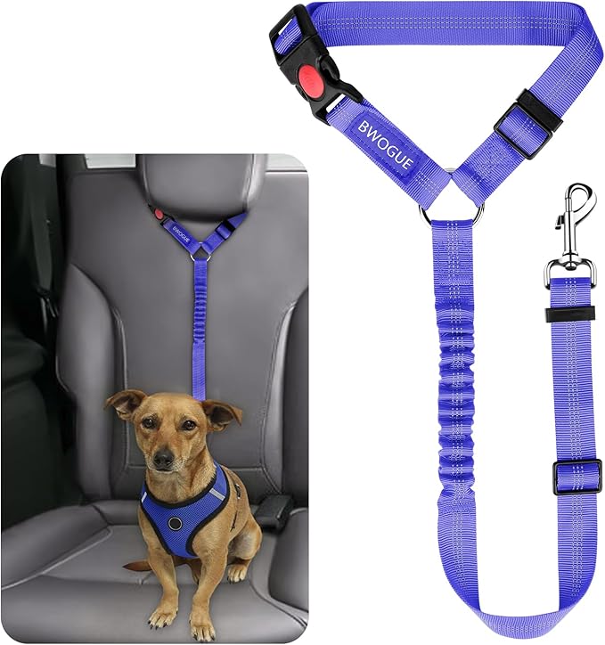 BWOGUE Pet Dog Cat Seat Belts, Car Headrest Restraint Adjustable Safety Leads Vehicle Seatbelt Harness (1 Pack)-Mewly Pet
