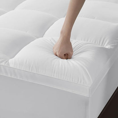 Full Mattress Topper, Extra Thick Pillowtop, Cooling and Plush Mattress Pad Cover for Back Pain,Soft Mattress Protector Cover with 8-21 Inch Deep Pocket(54''x75'')