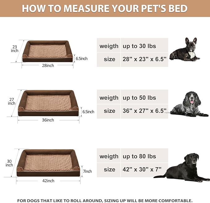 BFPETHOME Dog Beds for Large Dogs, Orthopedic Dog Bed for Medium Large Dogs,Big Waterproof Couch Pet Bed with Removable Washable Cover-Mewly Pet