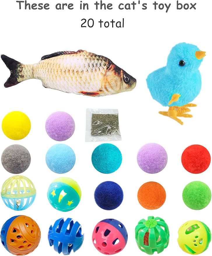 19-Piece Cat Toy Variety Pack for Kittens and Indoor Cats (1.5'' - 8.3'', Cat Toys Pro Collection)-Mewly Pet