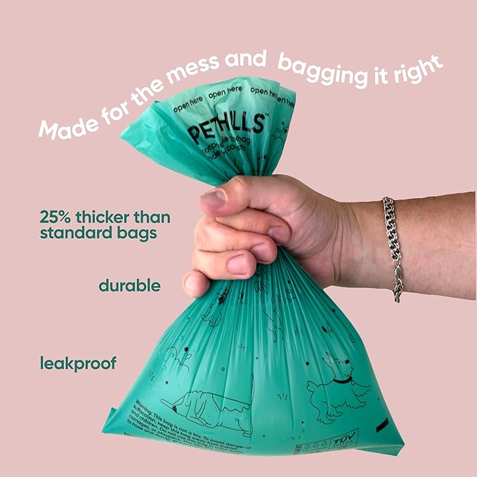 Compostable Dog Poop Bags – 120 Count Refill Rolls, TÜV OK Compost HOME Certified, Plant-Based Materials, Leakproof, Unscented, Extra Thick, Fits All Dispensers-Mewly Pet