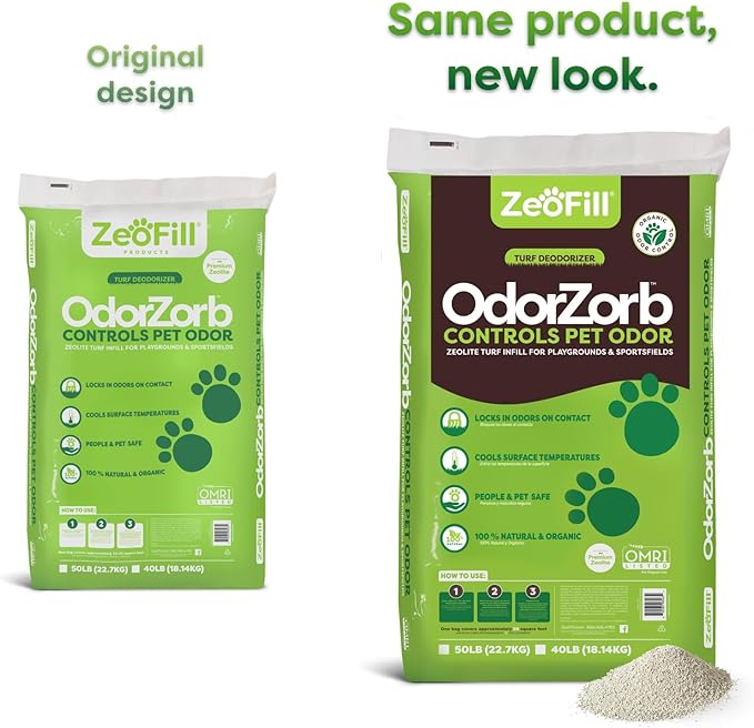 Premium Outdoor Odor Infill - 40lbs. Bag – Pet Urine Odor Eliminator for Artificial Turf, Grass, Playgrounds, & Sport Fields – 97% Pure Clinoptilolite Zeolite – Odor Eliminator & Deodorizer-Mewly Pet