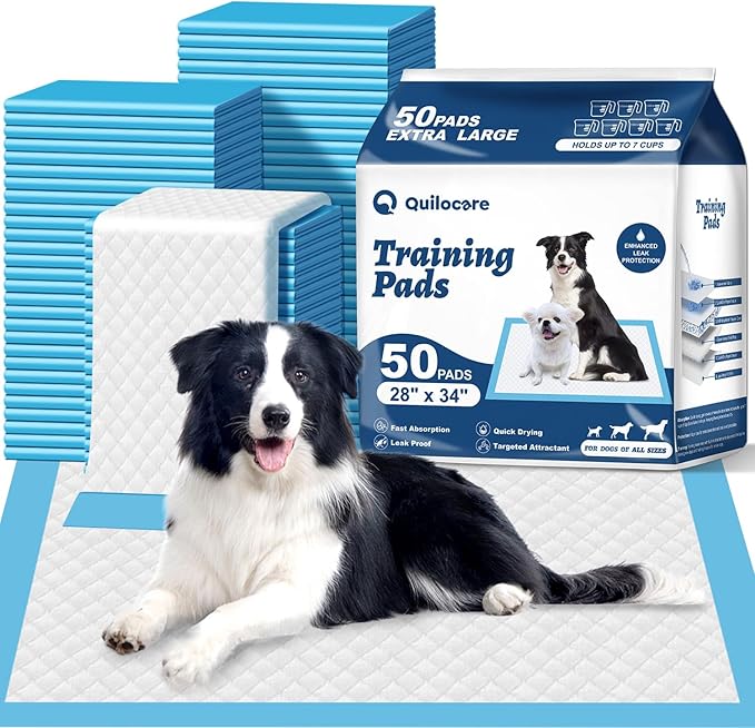50 Count 28” x 34” XL Disposable Dog Pee Pads, Super Absorbent Leakproof Quick Drying Puppy Pee Pads for Dogs, Extra Large Disposable Dog Training Pads-Mewly Pet