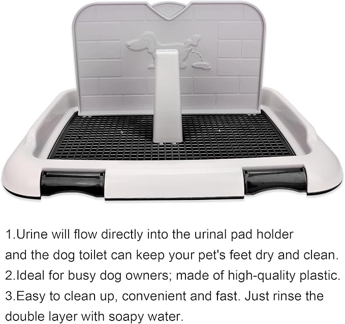 Indoor Dog Potty Tray - Miniature Poodle Pad Holder, Anti-Slide Plastic Potty for Small & Medium Dogs (Black)-Mewly Pet