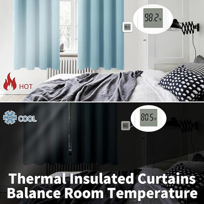BGment Room Darkening Curtains 84 Inches Long - Grommet Thermal Insulated Drapes Window Treatment Curtains for Bedroom, 2 Panels, 42 x 84 Inch, Greyish Blue