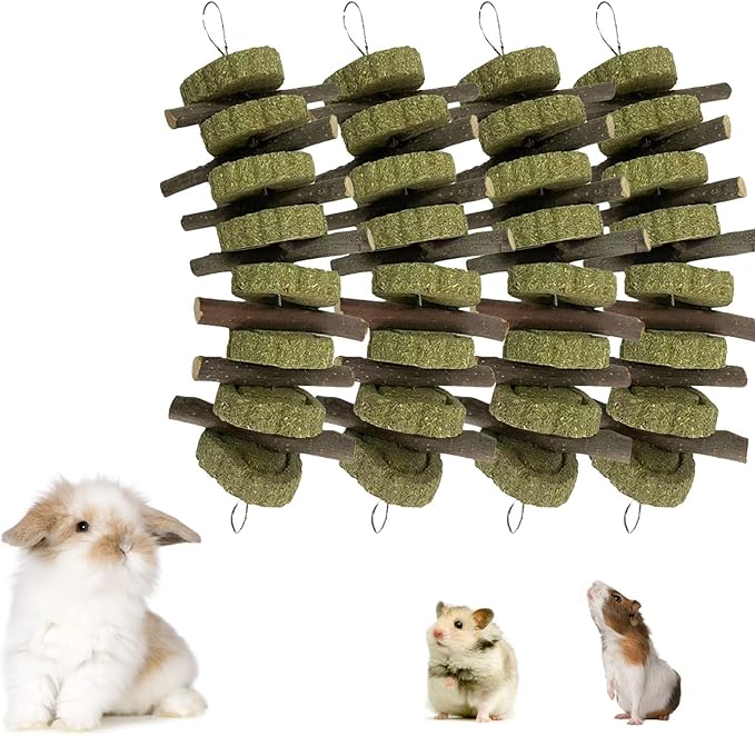 kathson Rabbit Chew Toys,Bunny Grind Teeth 100% Natural Organic Apple Wood Stick Improve Rodent Health Rabbits Hamsters Squirrel Guinea Pig(4 Pieces)-Mewly Pet