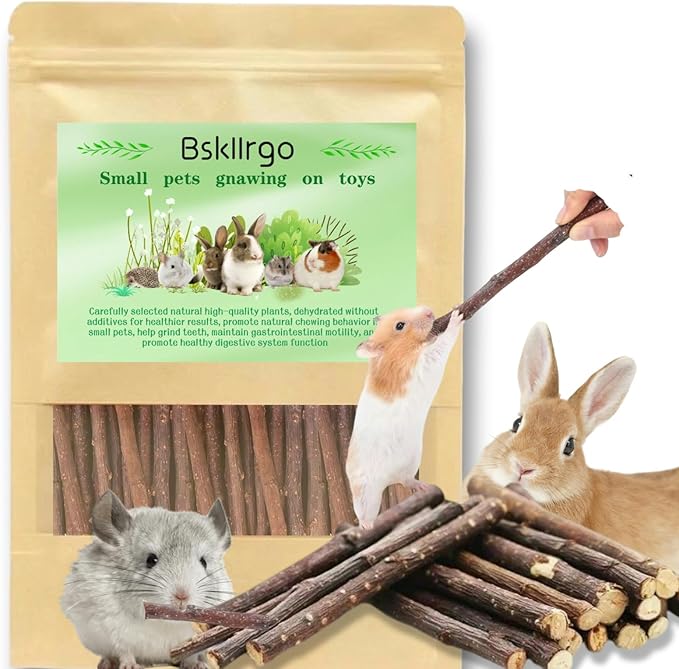 Natural Apple Wood Chew Sticks 550g (19.4oz) for Rabbits, Hamsters, Chinchillas, Guinea Pigs - Small Animal Dental Toys, Safe Untreated Teeth Grinding & Boredom Relief, Rodent Molar Health-Mewly Pet